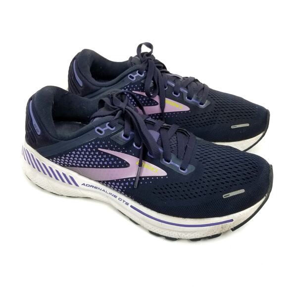 Brooks Women's Adrenaline GTS 22 Supportive Running Shoes Navy Blue Purple 8 - Picture 1 of 7